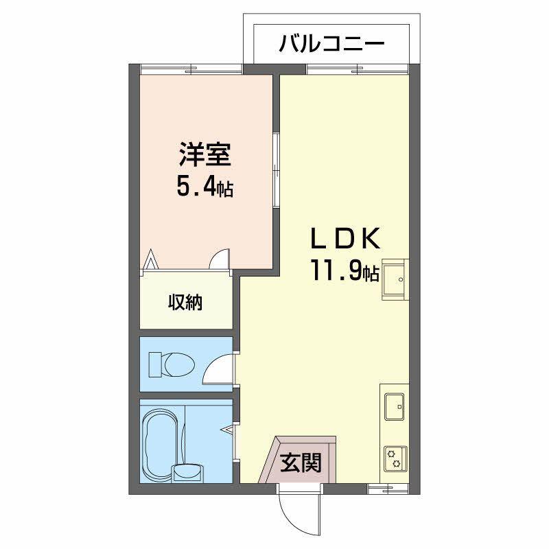 ユニハイツ(1LDK/2階)の間取り写真