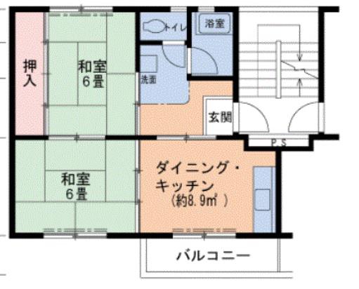 UR泉南一丘(2DK/5階)の間取り写真