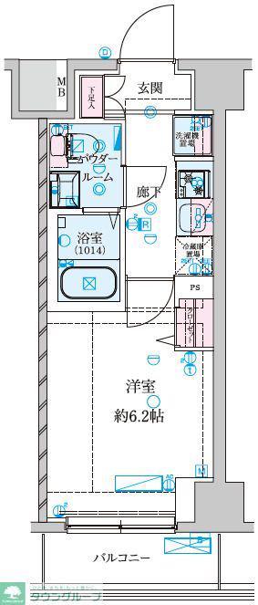 GENOVIA南鳩ヶ谷(1K/6階)の間取り写真