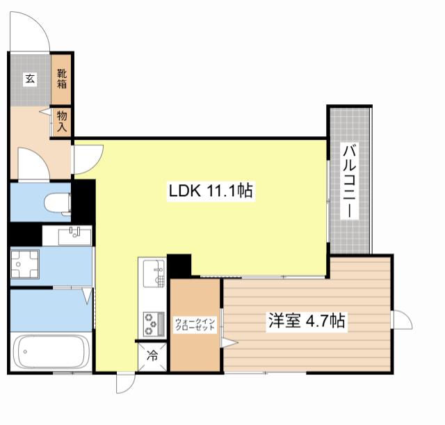 エスポワール飛鳥(1LDK/2階)の間取り写真