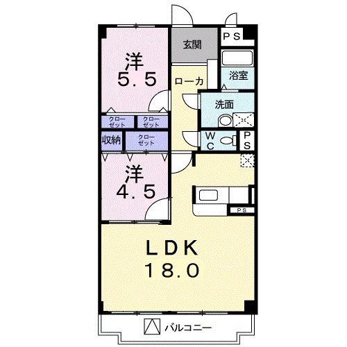 チュリス千里(2LDK/2階)の間取り写真
