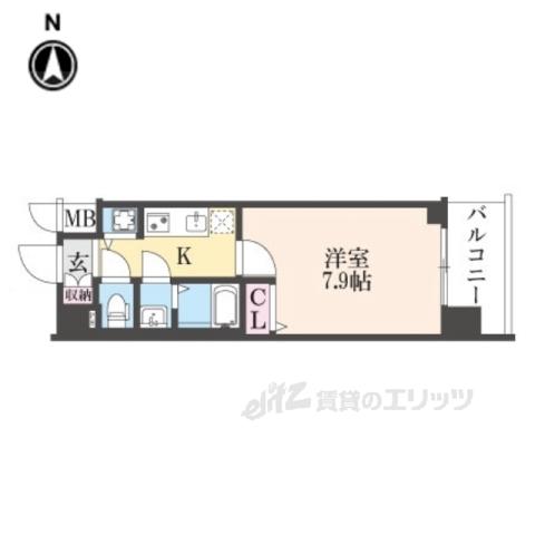 ファステート京都洛南エリーゼ(1K/4階)の間取り写真