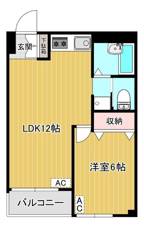リファレンス元住吉(1LDK/4階)の間取り写真