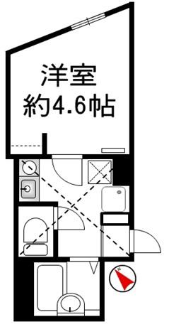 リーヴェルLECO横浜ACTII(1K/1階)の間取り写真