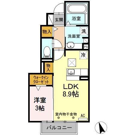 ファミールハイムE(1LDK/1階)の間取り写真