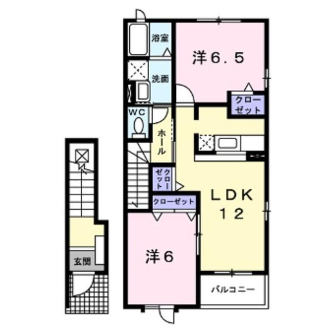 プロディジューヴィラ B(2LDK/2階)の間取り写真