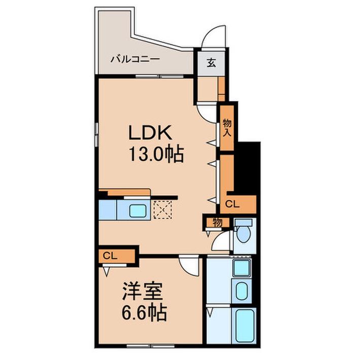 ジューク(1LDK/1階)の間取り写真