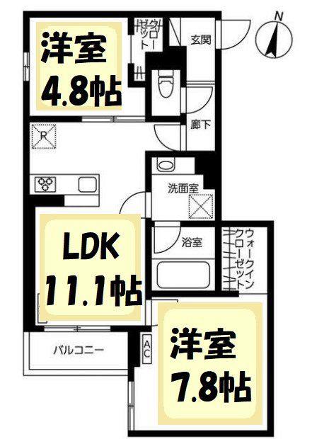 THE APARTMENT ACE 5(2LDK/1階)の間取り写真