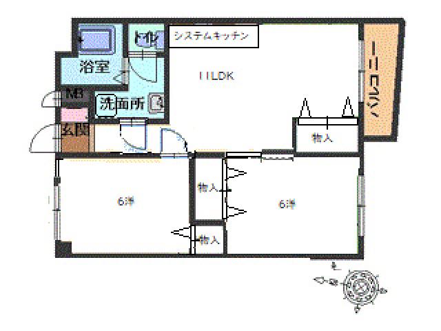 舩倉ビル(2LDK/2階)の間取り写真
