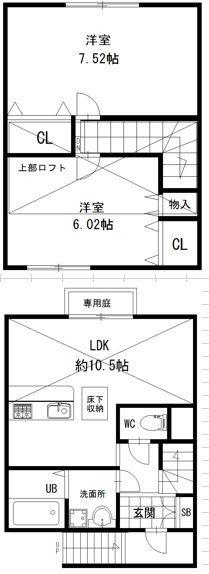 メゾネットひめじ別所(2LDK/2階)の間取り写真