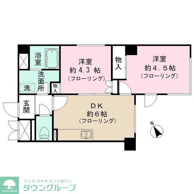 グランドール豪徳寺(2DK/2階)の間取り写真