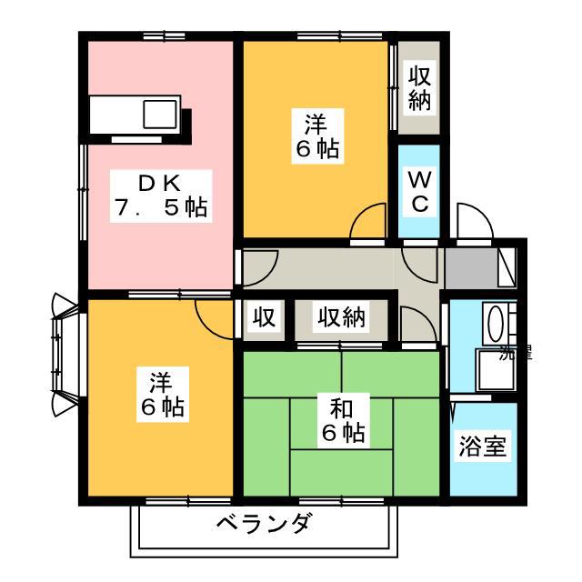 メイプルハイツIII(3DK/1階)の間取り写真