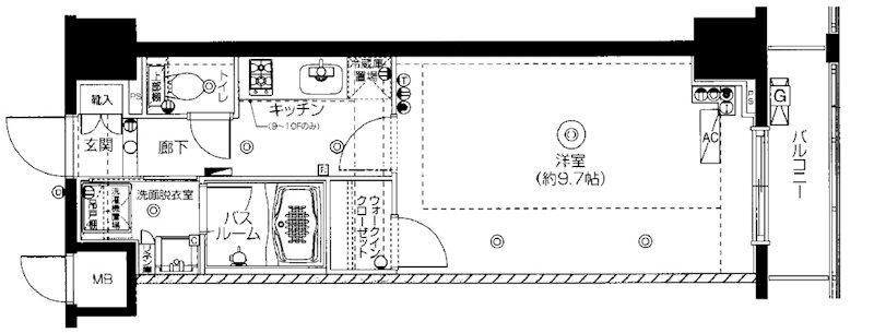 フェニックス新横濱クアトロ(1K/3階)の間取り写真