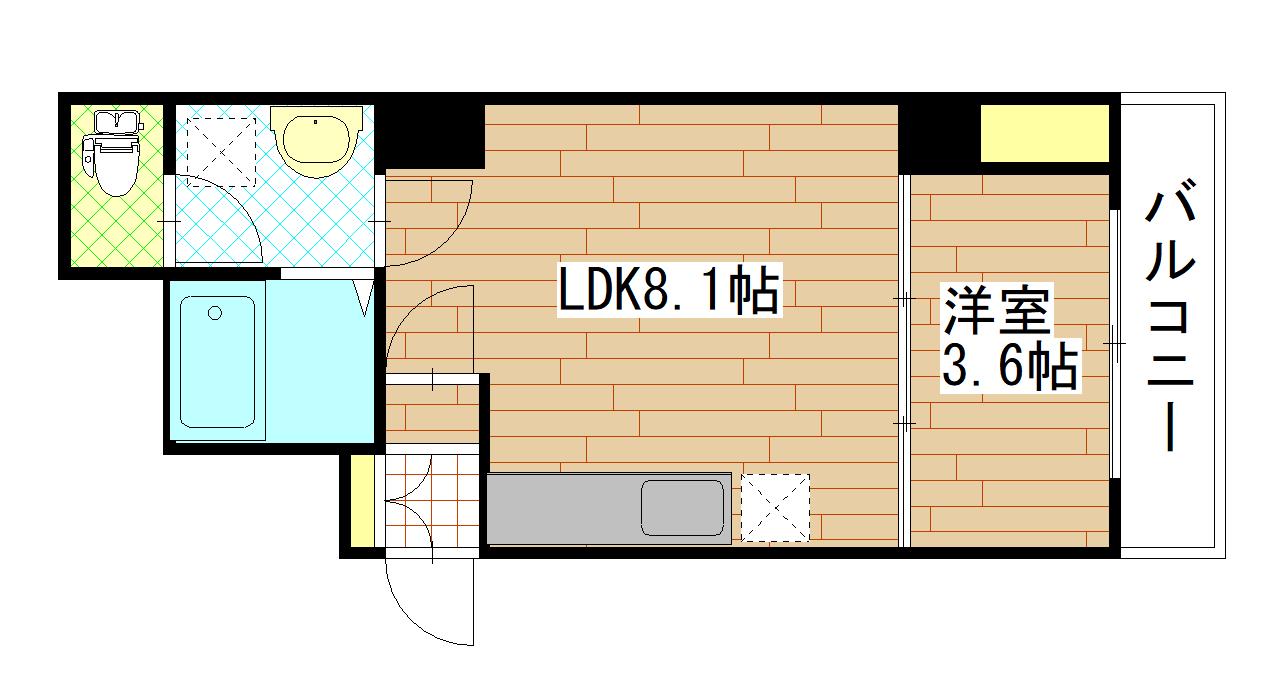 ヴェール広瀬町(1LDK/2階)の間取り写真