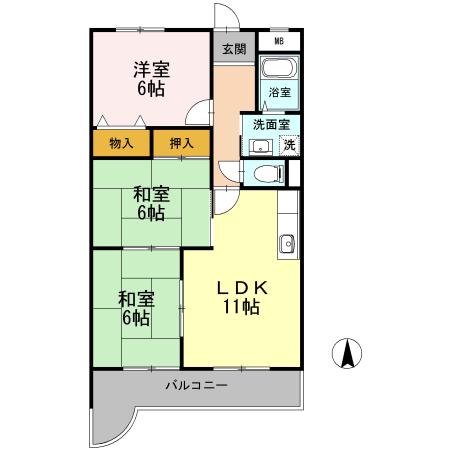 ブランベール大久保(3LDK/2階)の間取り写真