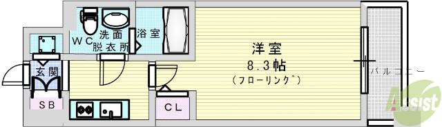 プラウドフラット新大阪(1K/6階)の間取り写真
