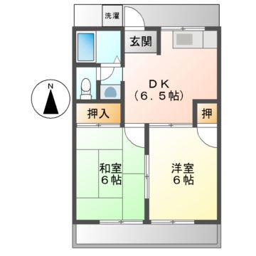 オークテラス(2DK/1階)の間取り写真