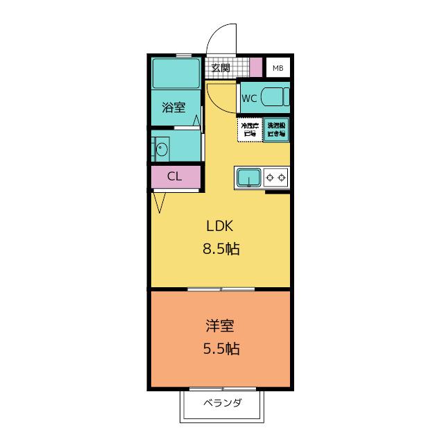 エスポワール(1LDK/2階)の間取り写真