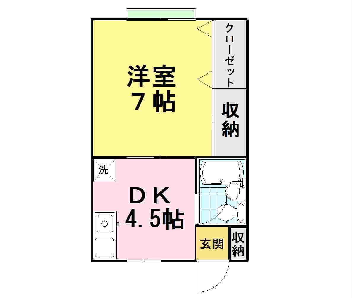 シャインビューK.I.A(1K/1階)の間取り写真