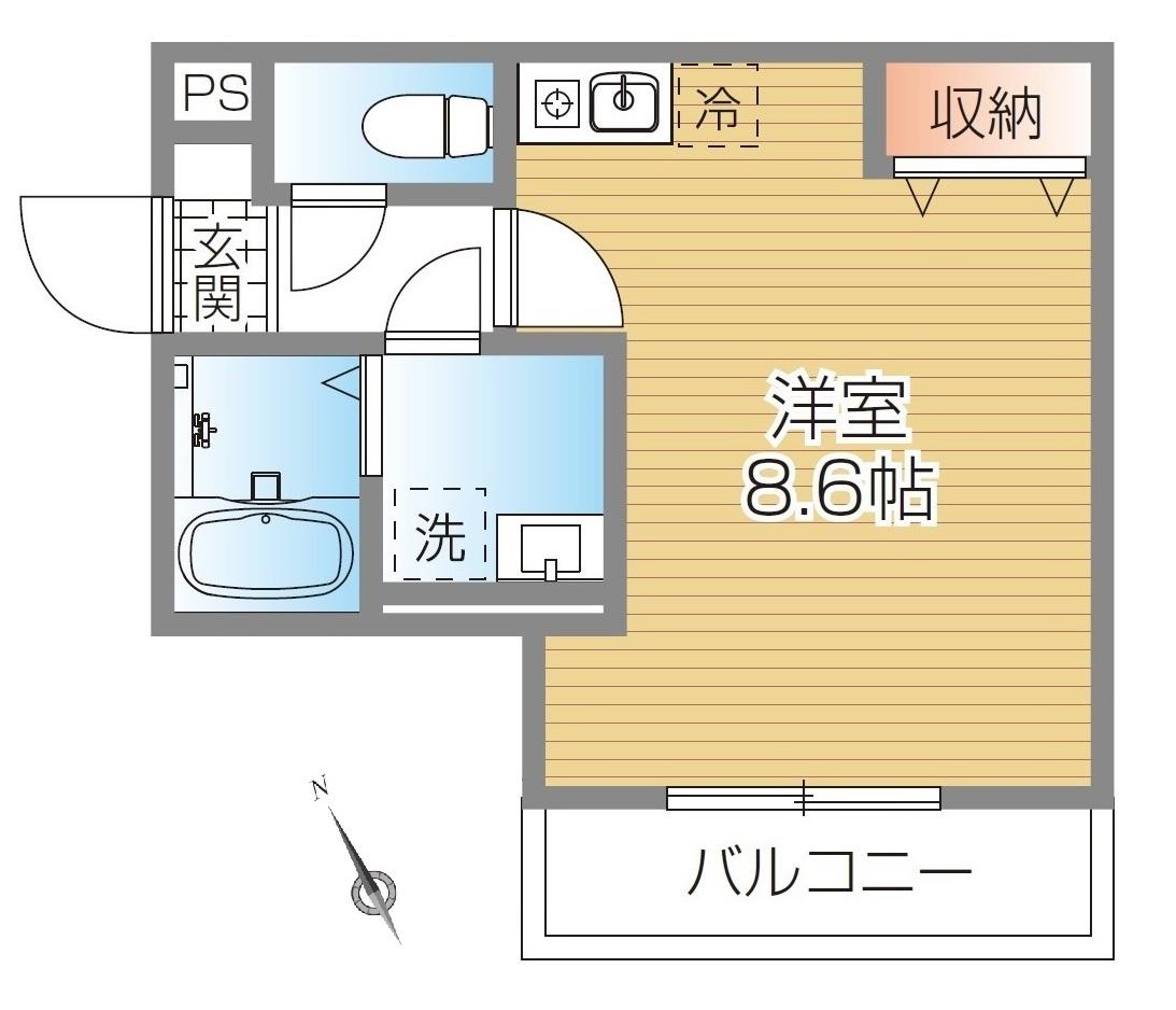 ラトゥールFK(ワンルーム/2階)の間取り写真