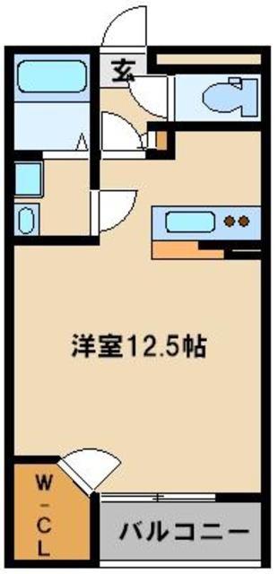 レオネクストレイルリンク(ワンルーム/1階)の間取り写真