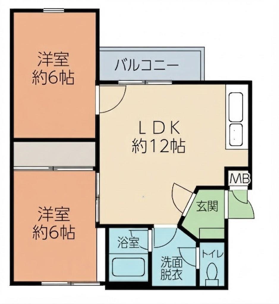 パティオ小松(2LDK/3階)の間取り写真