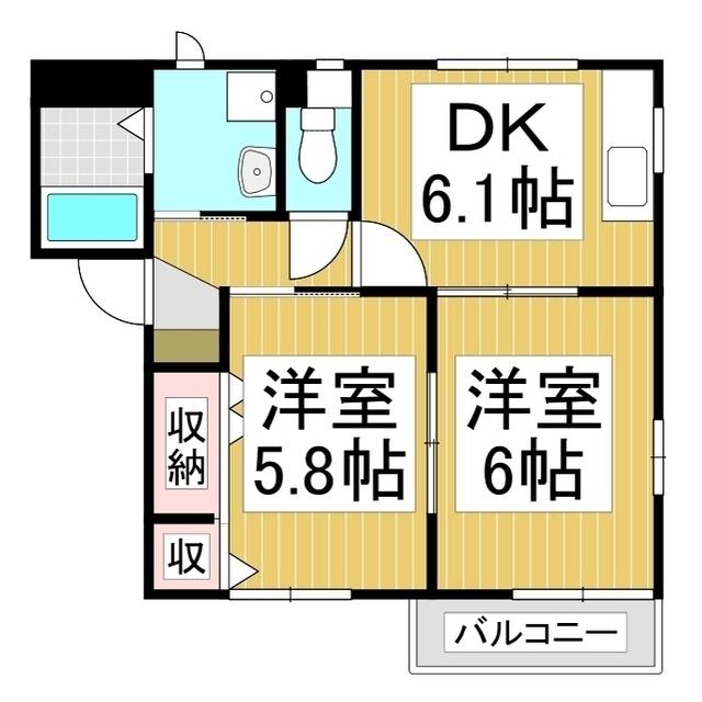 ディアス代田 A(2DK/2階)の間取り写真