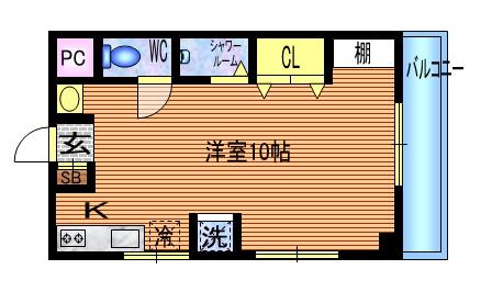 江盛ビル(ワンルーム/3階)の間取り写真