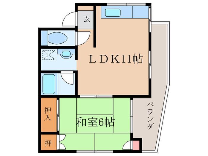 末広マンション(1LDK/3階)の間取り写真