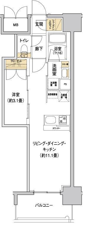 リビオメゾン新大阪(1LDK/6階)の間取り写真
