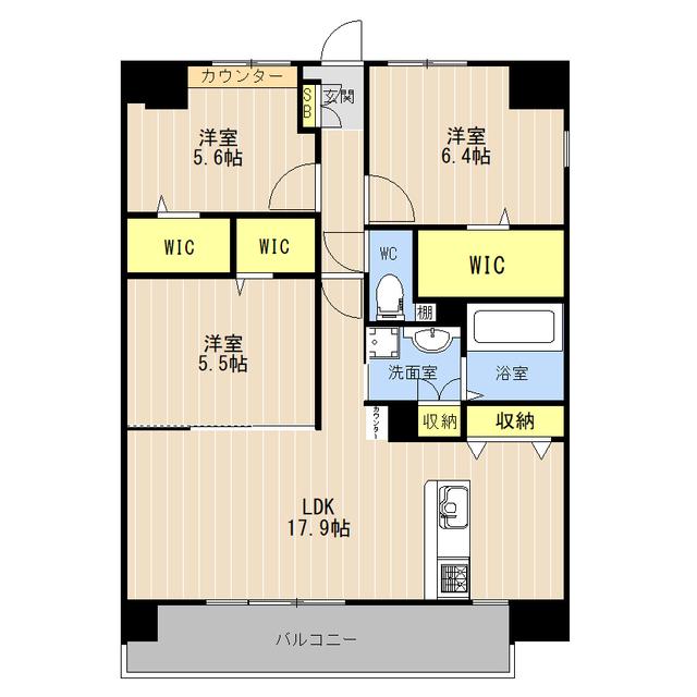 LIBTH光の森(3LDK/13階)の間取り写真