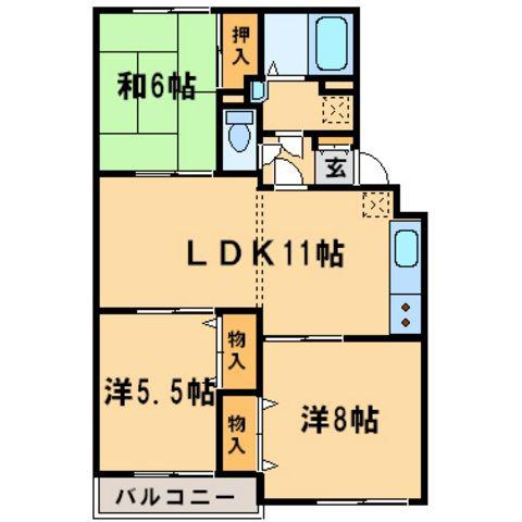 ロイトンI(3LDK/3階)の間取り写真