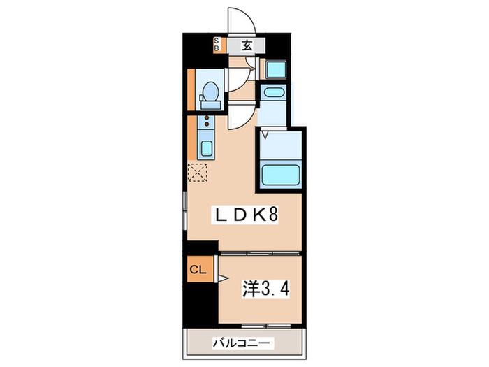 ベイサイドヒルズ関内(1LDK/9階)の間取り写真