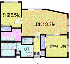 CALM千歳(2LDK/4階)の間取り写真