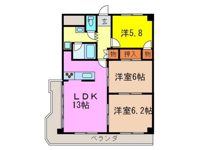 ビアンコート(3LDK/3階)の間取り写真