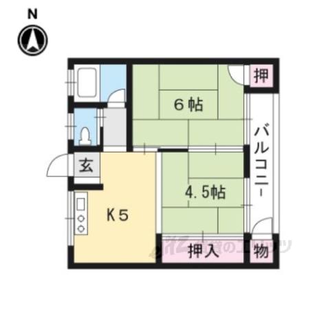 ブルーコート西野山(2DK/2階)の間取り写真