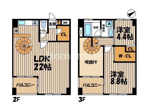 グランボナールII(2LDK/2階)の間取り写真