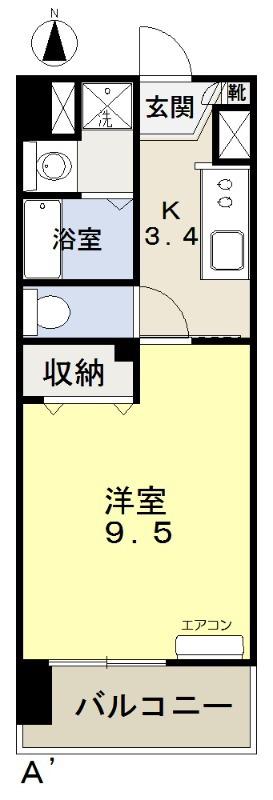 福富GRADEマンション(1K/3階)の間取り写真