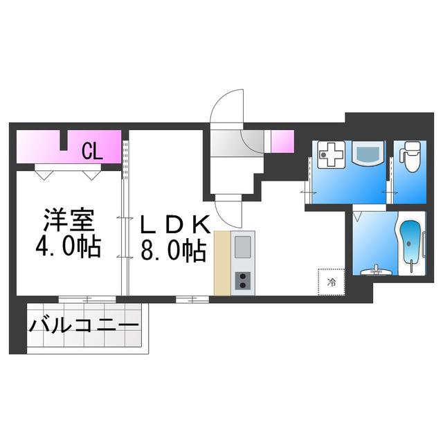 大阪市住吉区長居東1丁目PJ(1LDK/2階)の間取り写真