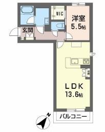 エターナ(1LDK/2階)の間取り写真
