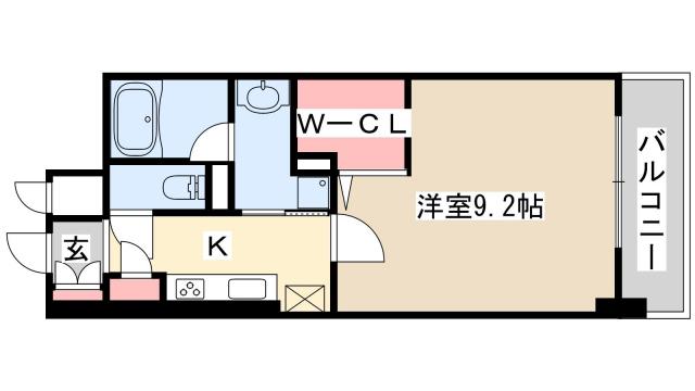 L・ISOBE三宮(1K/2階)の間取り写真
