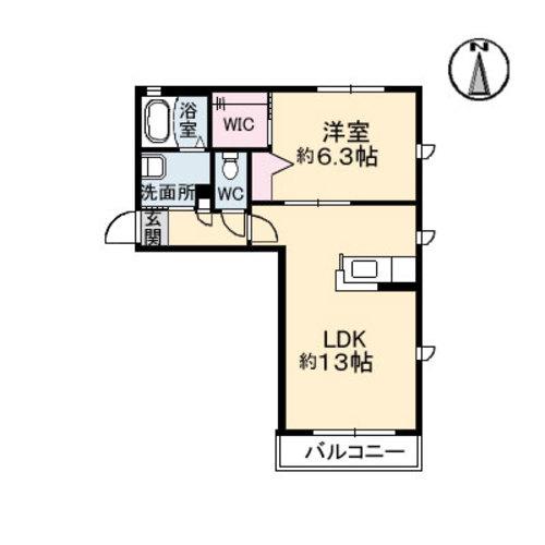 沖洲清流荘(1LDK/1階)の間取り写真