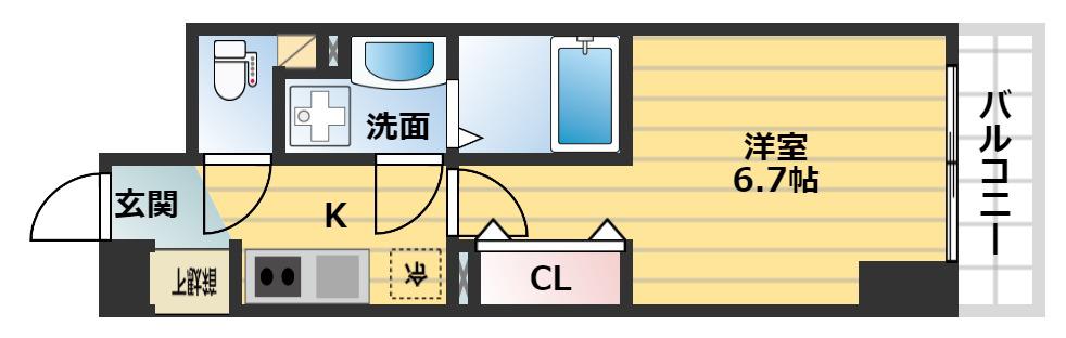 セレニテ心斎橋グランデ(1K/8階)の間取り写真