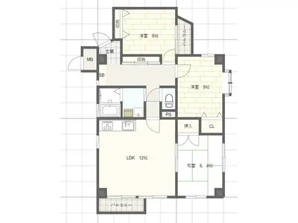 恵美酒Gマンション(3LDK/2階)の間取り写真