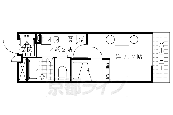 レオパレスOKANISHI(1K/2階)の間取り写真