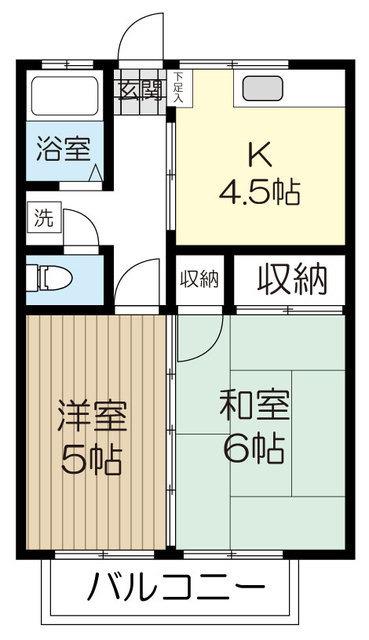 北上ハイツ(2K/1階)の間取り写真