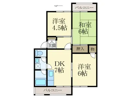 グリーンフルパレ(3DK/2階)の間取り写真