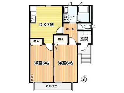 えあるまつがおか(2DK/2階)の間取り写真