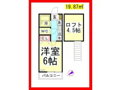 SE キャンパスコート(1K/2階)の間取り写真