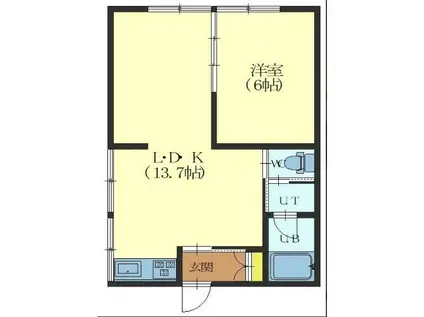 グリーンハイツ(1LDK/1階)の間取り写真